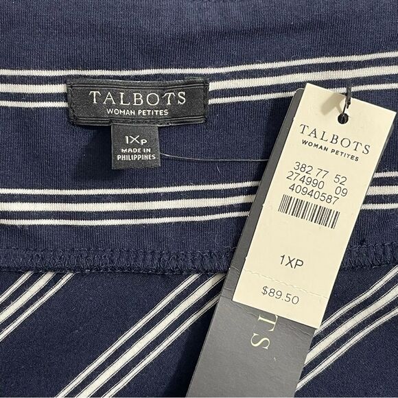 NWT Talbots Navy Blue White Striped Stretch Jersey Maxi Skirt Size 1XP Petite - Picture 5 of 6